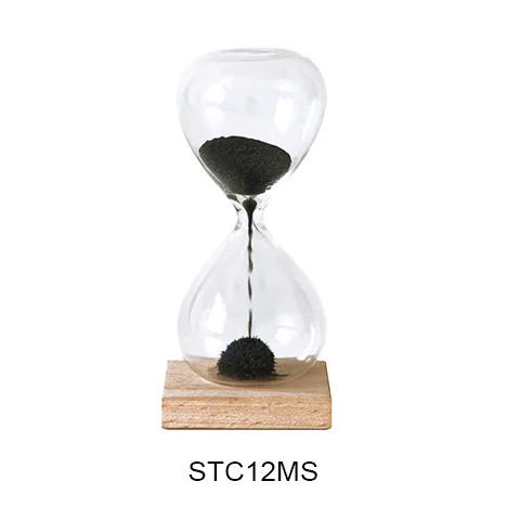 SAND TIMER WITH SQUARE BEECH WOODEN BASE 20 SECONDS, SKU STC12MS
