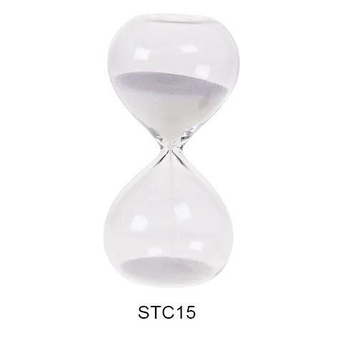 TRANSPARENT GLASS SAND TIMER 10 MINUTES H15CM, SKU STC15