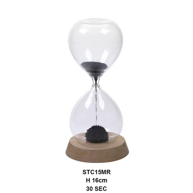 SAND TIMER WITH ROUND CHERRY WOODEN BASE 30 SECONDS, SKU STC15MR