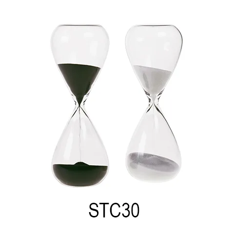 TRANSPARENT GLASS SAND TIMER 60 MINUTES H30CM, SKU STC30