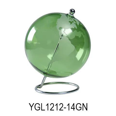 GREEN GLASS GLOBE WITH SIVER FRAME, SKU YGL1212-14GN