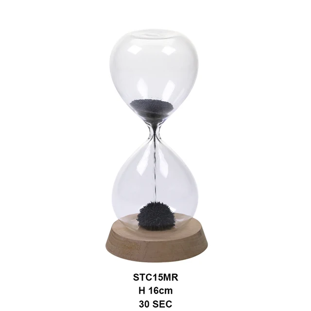 Sand Timer with Round Cherry Wooden Base 30 Seconds, SKU STC15MR